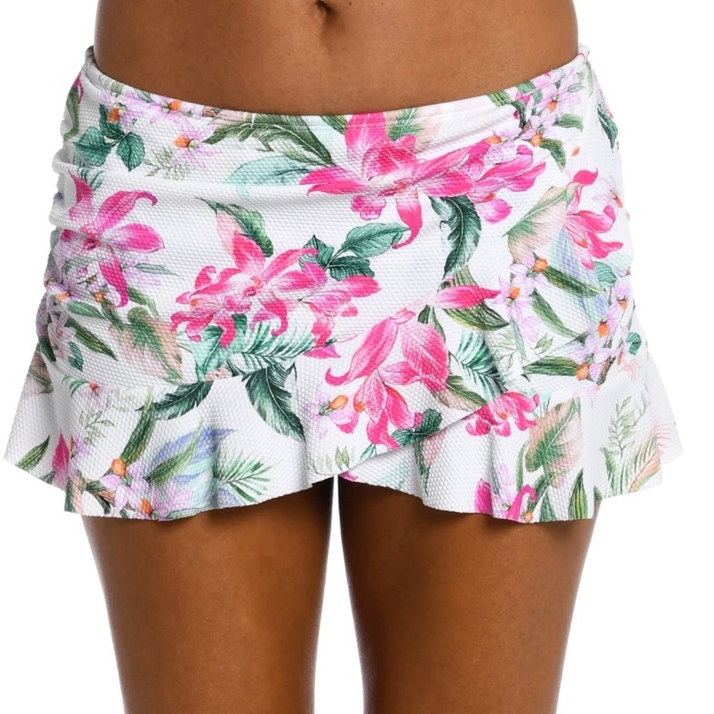 La Blanca Mystic Palms asymmetrical Ruffle Skirted Swimwear Bottom